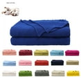 thumbnail image 1 of Cotton Throw Blanket Moss Stitch Solid Soft Sofa Couch Bed Decorative Knitted Blanket Blue 50" x 60", 1 of 6