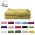 thumbnail image 1 of Cotton Throw Blanket Moss Stitch Solid Soft Sofa Couch Bed Decorative Knitted Blanket Yellow Green 50" x 60", 1 of 6