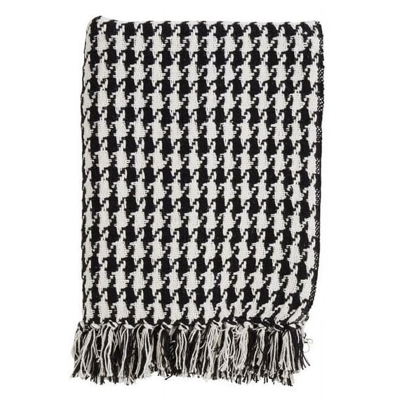 Cotton Throw With Houndstooth Print