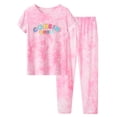 thumbnail image 1 of Beezizac Cotton Tie Dye Cousin Crew Pajamas for Girls Short Sleeve & Pants PJ Set Size 4T, 1 of 7