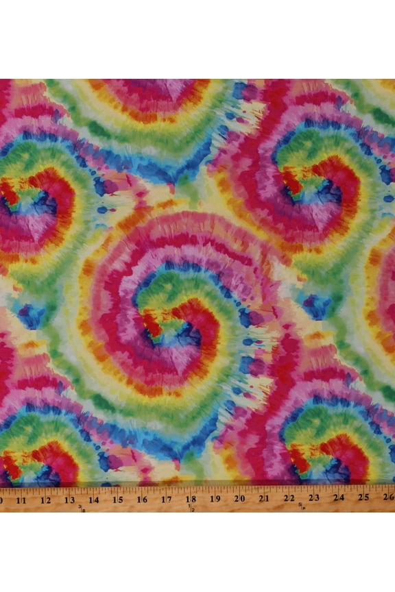 Cotton Tie Dye T-Shirts Clothing Swirls Spirals Patterns Starburst Rainbow Cotton Fabric Print by the Yard (CD11230)