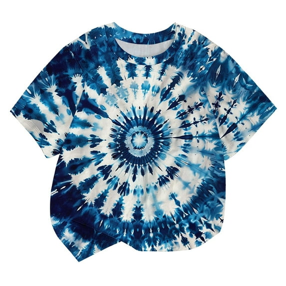 Cotton Tie Dye T-shirts for Boys Girls Short Sleeve Crew Neck Casual Basic Tees Tops Summer Graphic Tshirts 3-14T (13 Years, Navy)