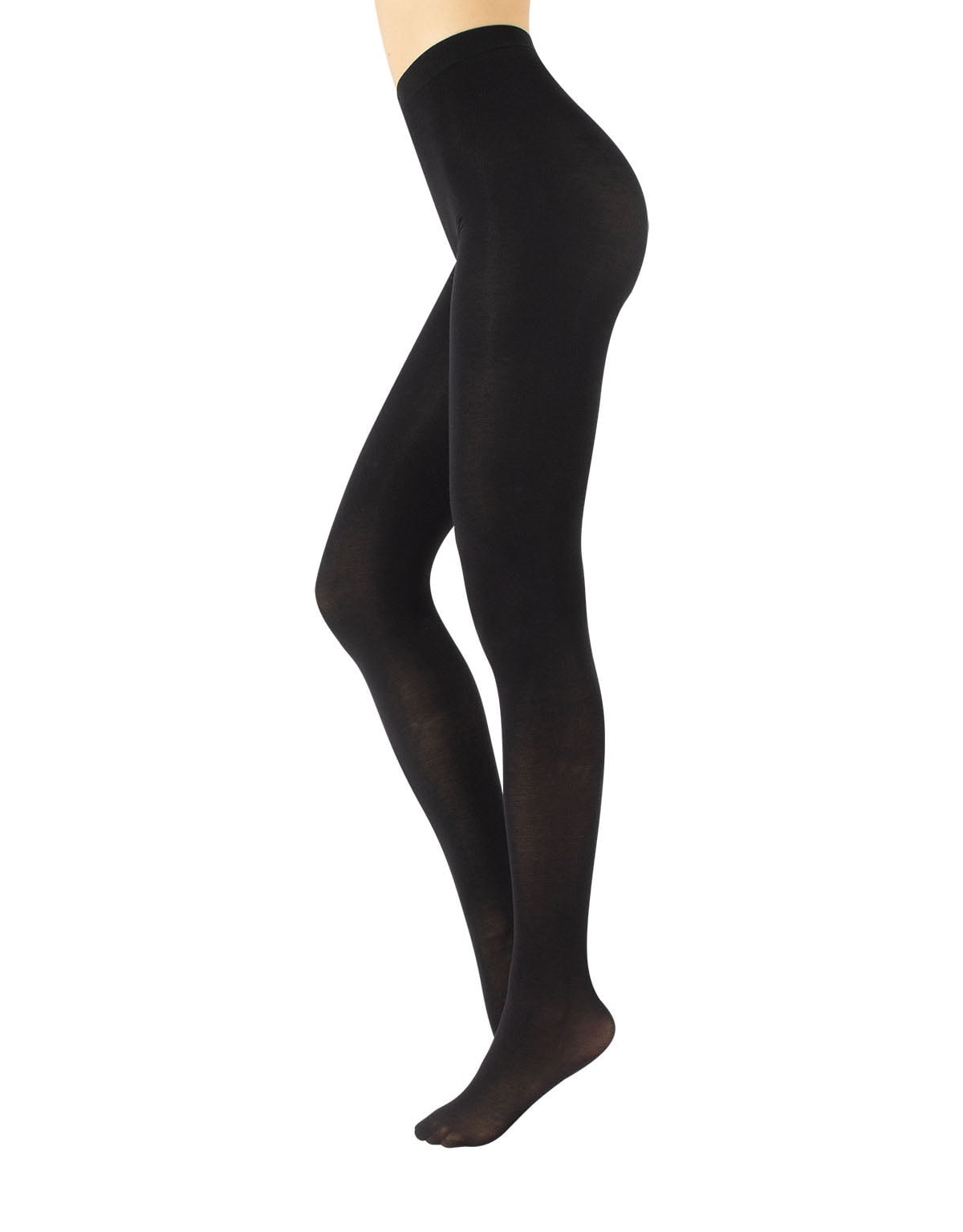 Cotton Tights | Soft & Warm Winter Pantyhose | 100 Den | S M L Xl | Made In Italy | (L/XL, Black)