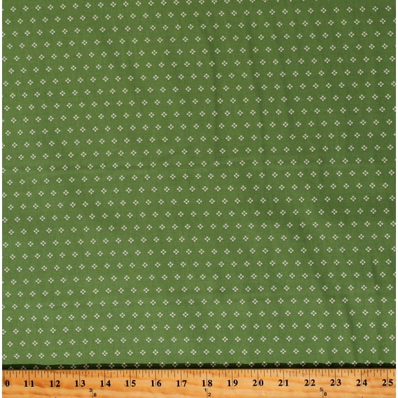 Cotton Tiny Small Scale Dots Patterned Bee Dots Paula Basil White Polka Dots on Green Cotton Fabric Print by the Yard (C14167-BASIL)