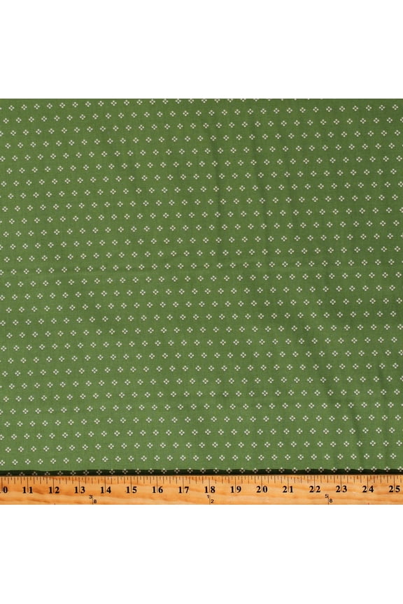 Cotton Tiny Small Scale Dots Patterned Bee Dots Paula Basil White Polka Dots on Green Cotton Fabric Print by the Yard (C14167-BASIL)