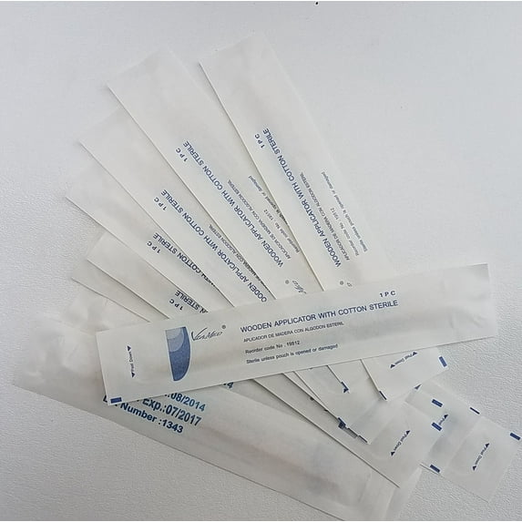 Cotton Tipped Applicator w/ Long Wood Handle Swabs 6" Sterile 100/box 1 per Bag