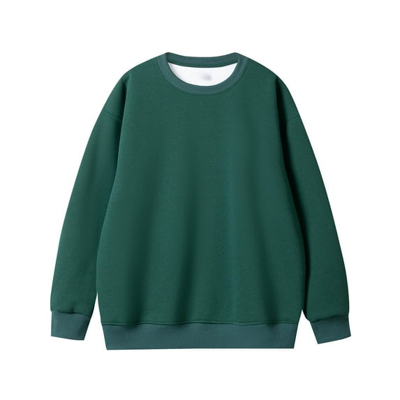 Cotton Tops for Men Casual Crewneck Base Sweatshirt Pullover Long Sleeve Solid Color Spring Fall Basic Shirt (2XL, Army Green)