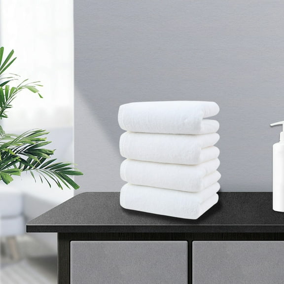 Cotton Towel Set4PCS,Quick-Dry Washcloths30.71x13.39x0.39in,-Pack Soft Absorbent Face Towels for Travel & Gym Use(White)