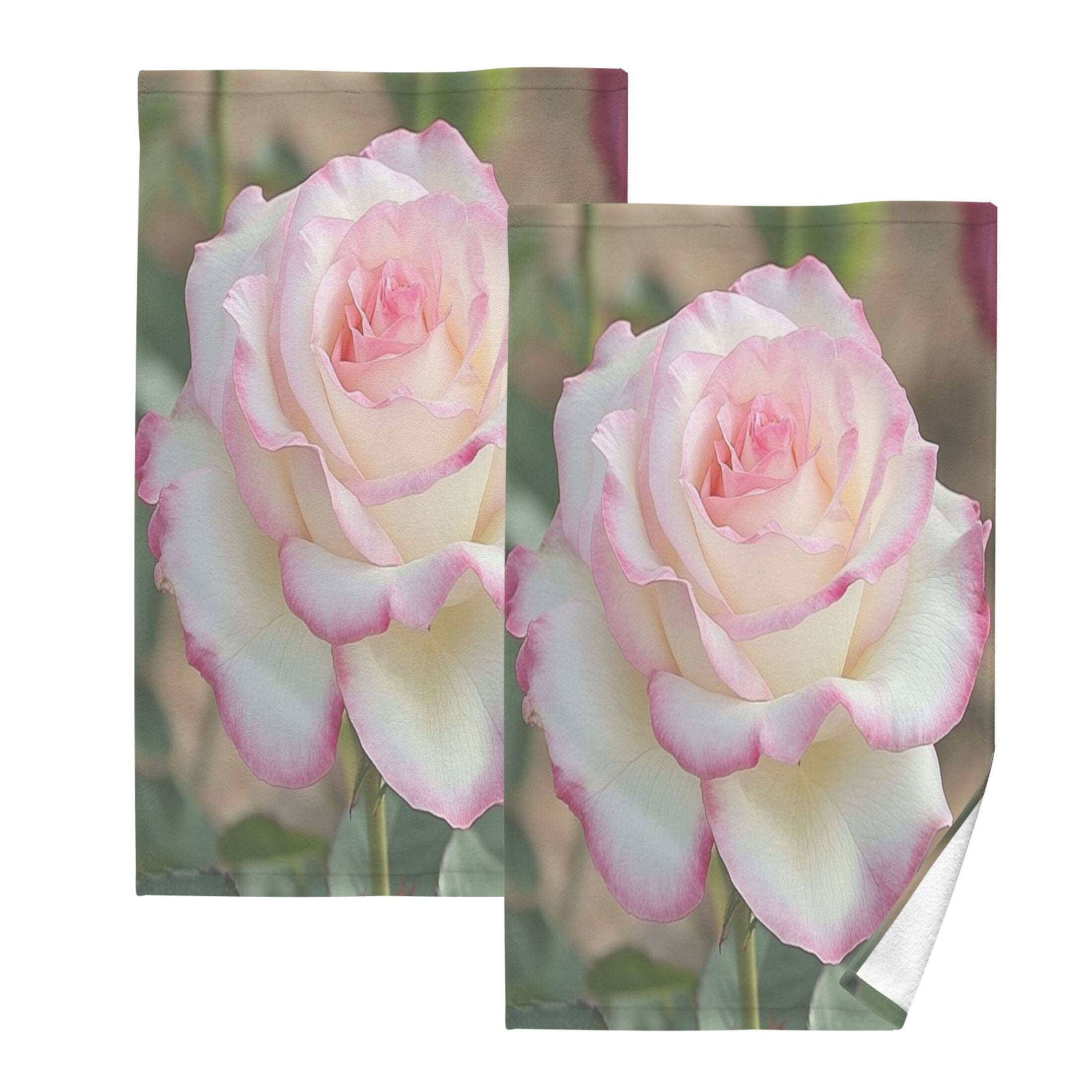 Cotton Towel Two-Piece 16x28 Inch One Sizex2 Face Towel Set Towel Set Cotton Hand Bath Towel Bathroom Beach A Pink Rose