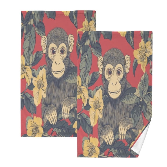 Cotton Towel Two-Piece 16x28 Inch One Sizex2 Face Towel Set Towel Set Cotton Hand Bath Towel Bathroom Beach Beautiful Big Monkey