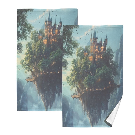 Cotton Towel Two-Piece 16x28 Inch One Sizex2 Face Towel Set Towel Set Cotton Hand Bath Towel Bathroom Beach Beautiful Magic Castle