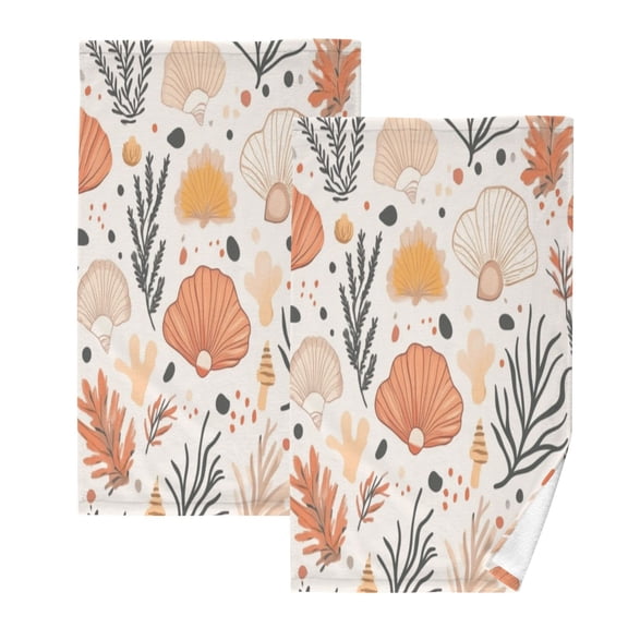 Cotton Towel Two-Piece 16x28 Inch One Sizex2 Face Towel Set Towel Set Cotton Hand Bath Towel Bathroom Beach Beautiful Shells Of Colour