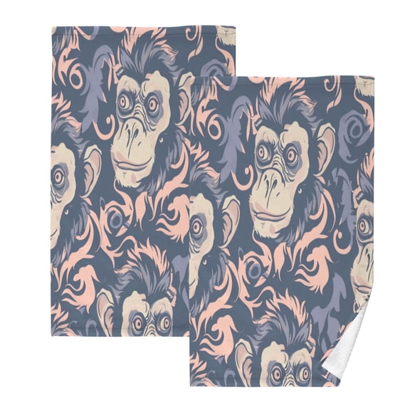 Cotton Towel Two-Piece 16x28 Inch One Sizex2 Face Towel Set Towel Set Cotton Hand Bath Towel Bathroom Beach Blue Monkey