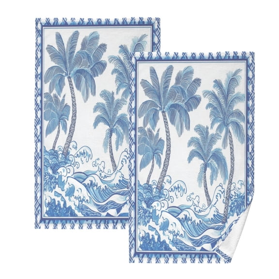 Cotton Towel Two-Piece 16x28 Inch One Sizex2 Face Towel Set Towel Set Cotton Hand Bath Towel Bathroom Beach Blue Tree