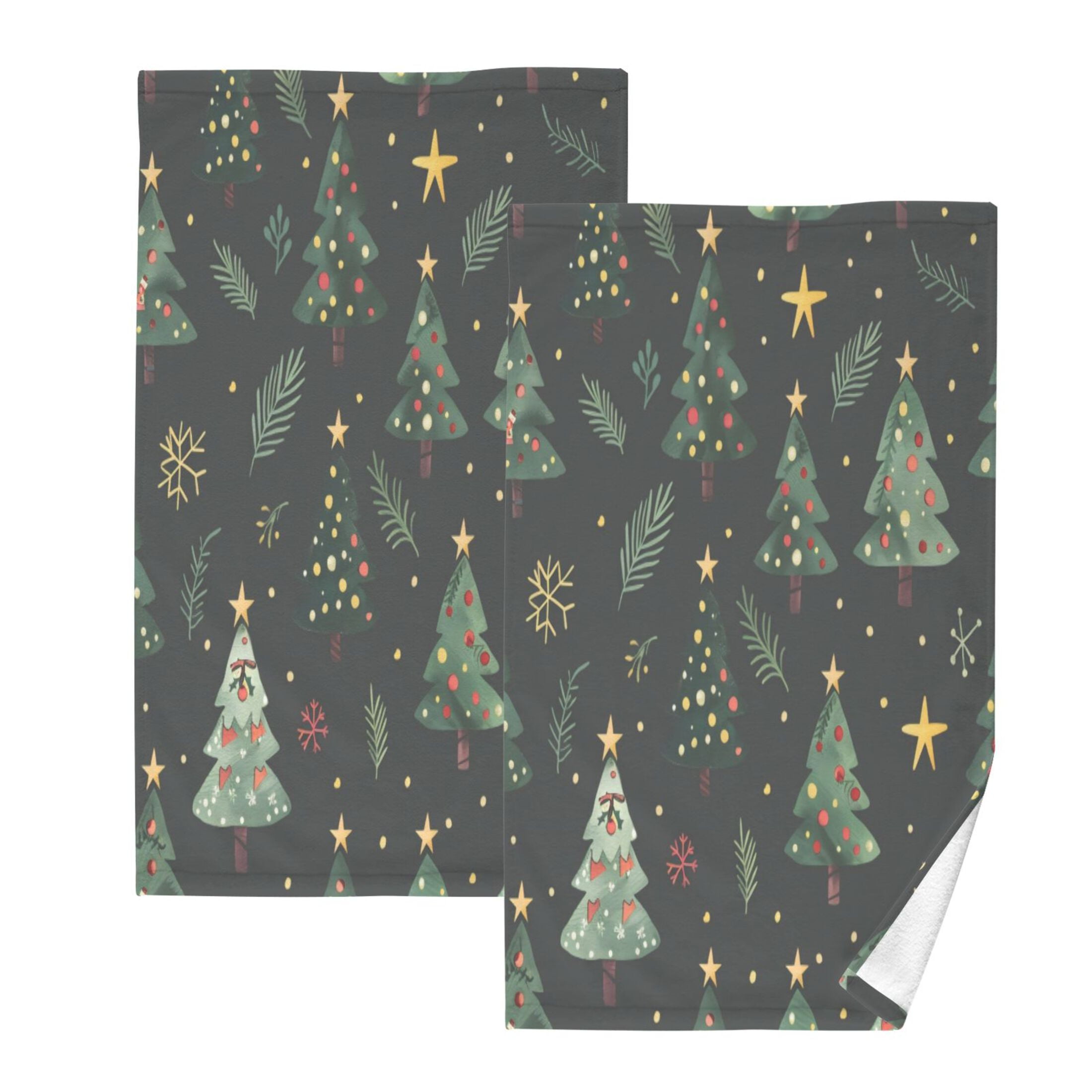 Cotton Towel Two-Piece 16x28 Inch One Sizex2 Face Towel Set Towel Set Cotton Hand Bath Towel Bathroom Beach Christmas Tree