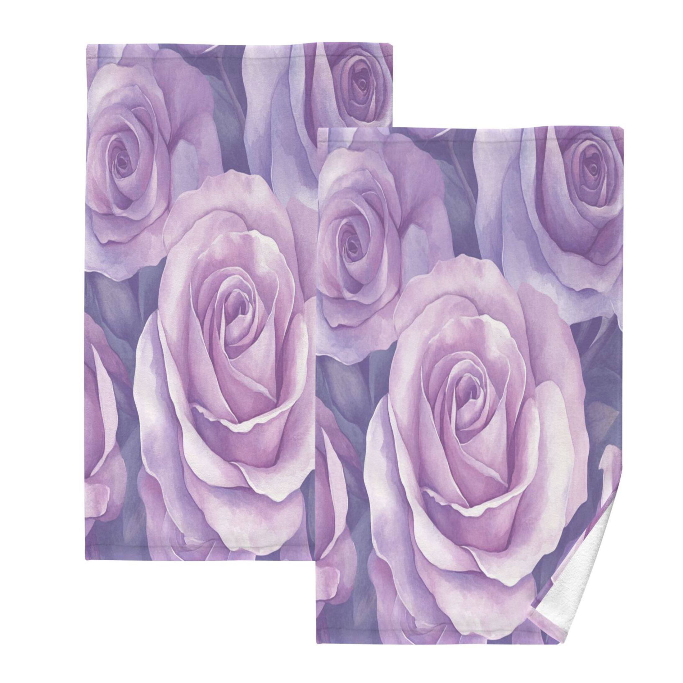 Cotton Towel Two-Piece 16x28 Inch One Sizex2 Face Towel Set Towel Set Cotton Hand Bath Towel Bathroom Beach Lavender Roses