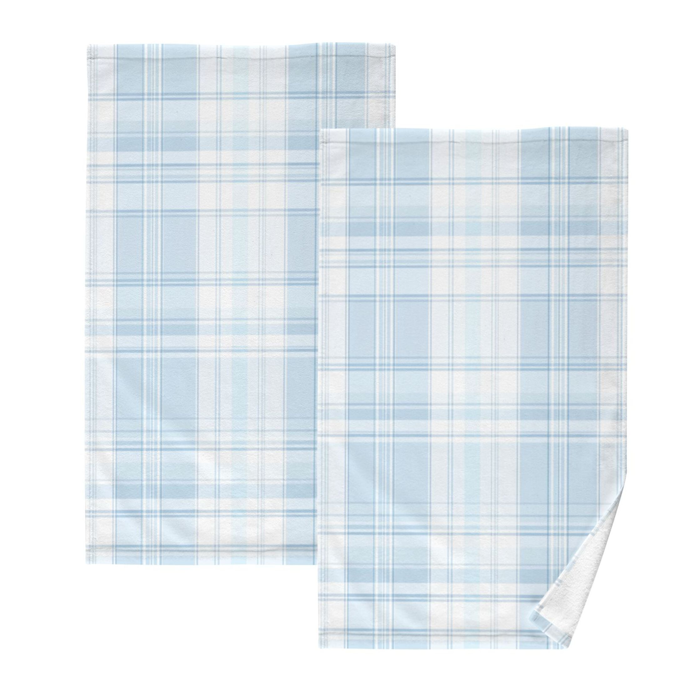 Cotton Towel Two-Piece 16x28 Inch One Sizex2 Face Towel Set Towel Set Cotton Hand Bath Towel Bathroom Beach Light Blue Cloth Stripe