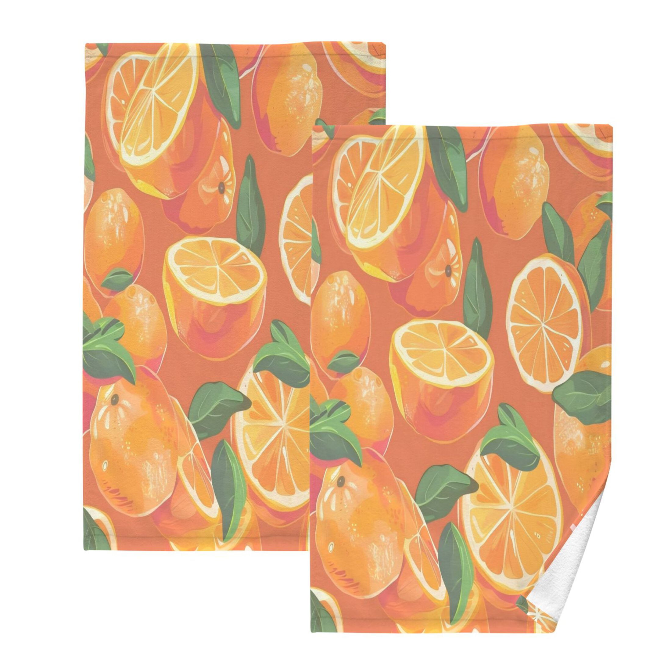 Cotton Towel Two-Piece 16x28 Inch One Sizex2 Face Towel Set Towel Set Cotton Hand Bath Towel Bathroom Beach Mandarin Orange