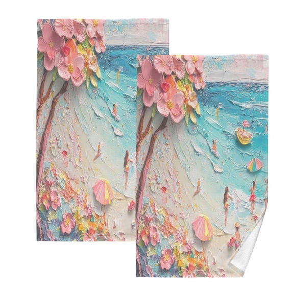 Cotton Towel Two-Piece 16x28 Inch One Sizex2 Face Towel Set Towel Set Cotton Hand Bath Towel Bathroom Beach Picturesque Spring Sea