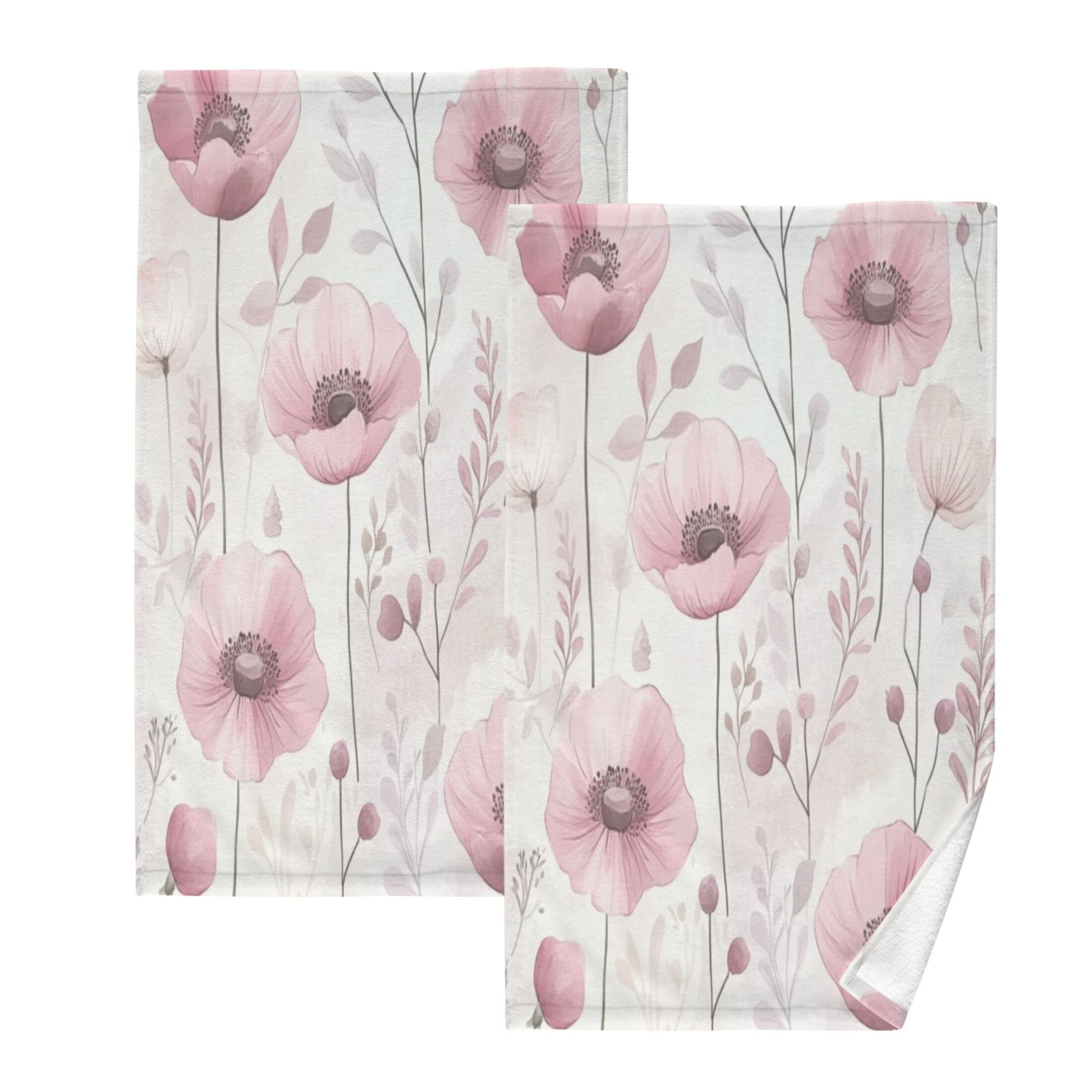 Cotton Towel Two-Piece 16x28 Inch One Sizex2 Face Towel Set Towel Set Cotton Hand Bath Towel Bathroom Beach Pretty Pink Lovely Flowers