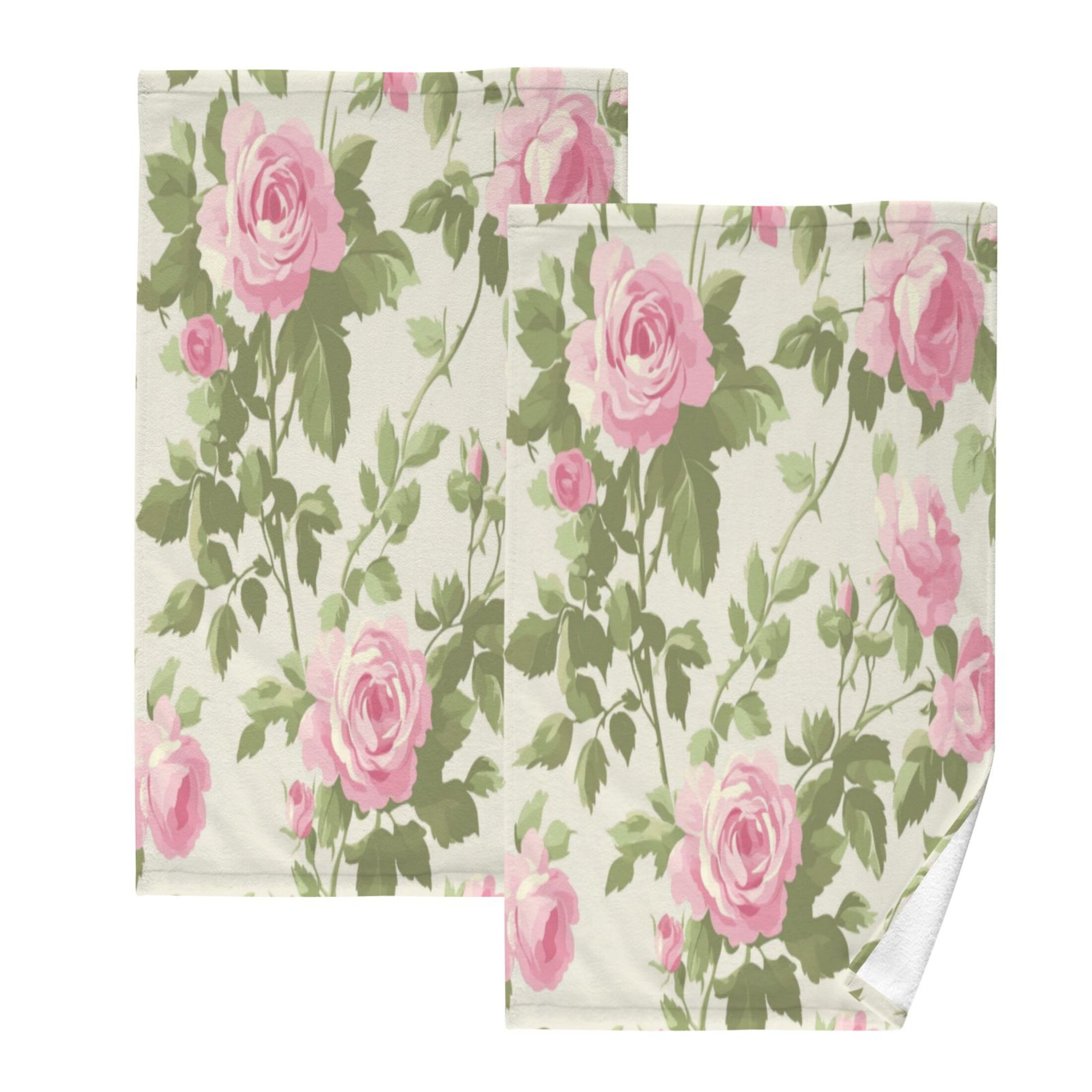 Cotton Towel Two-Piece 16x28 Inch One Sizex2 Face Towel Set Towel Set Cotton Hand Bath Towel Bathroom Beach Pretty Pink Rose