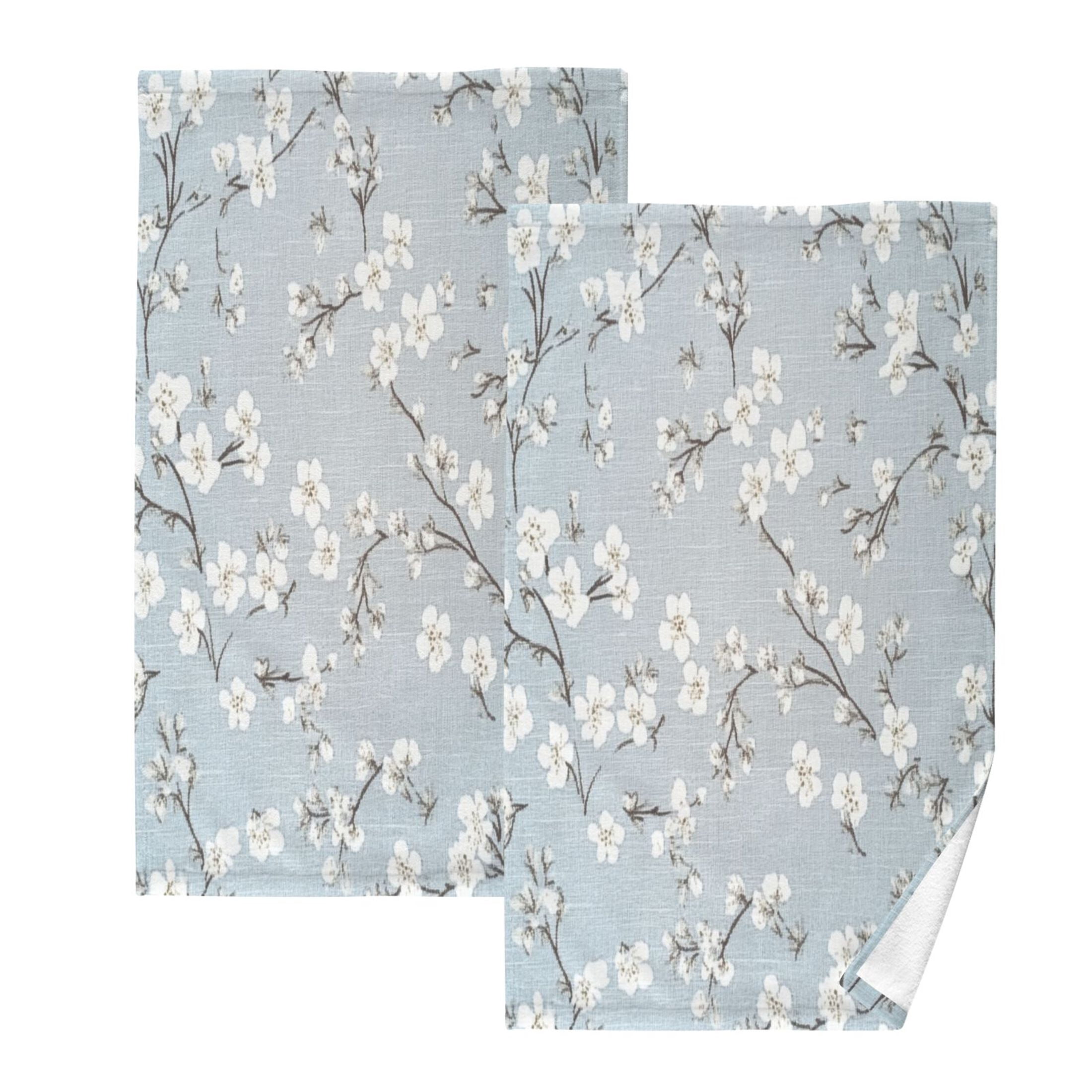 Cotton Towel Two-Piece 16x28 Inch One Sizex2 Face Towel Set Towel Set Cotton Hand Bath Towel Bathroom Beach Pretty White Cloth Flowers