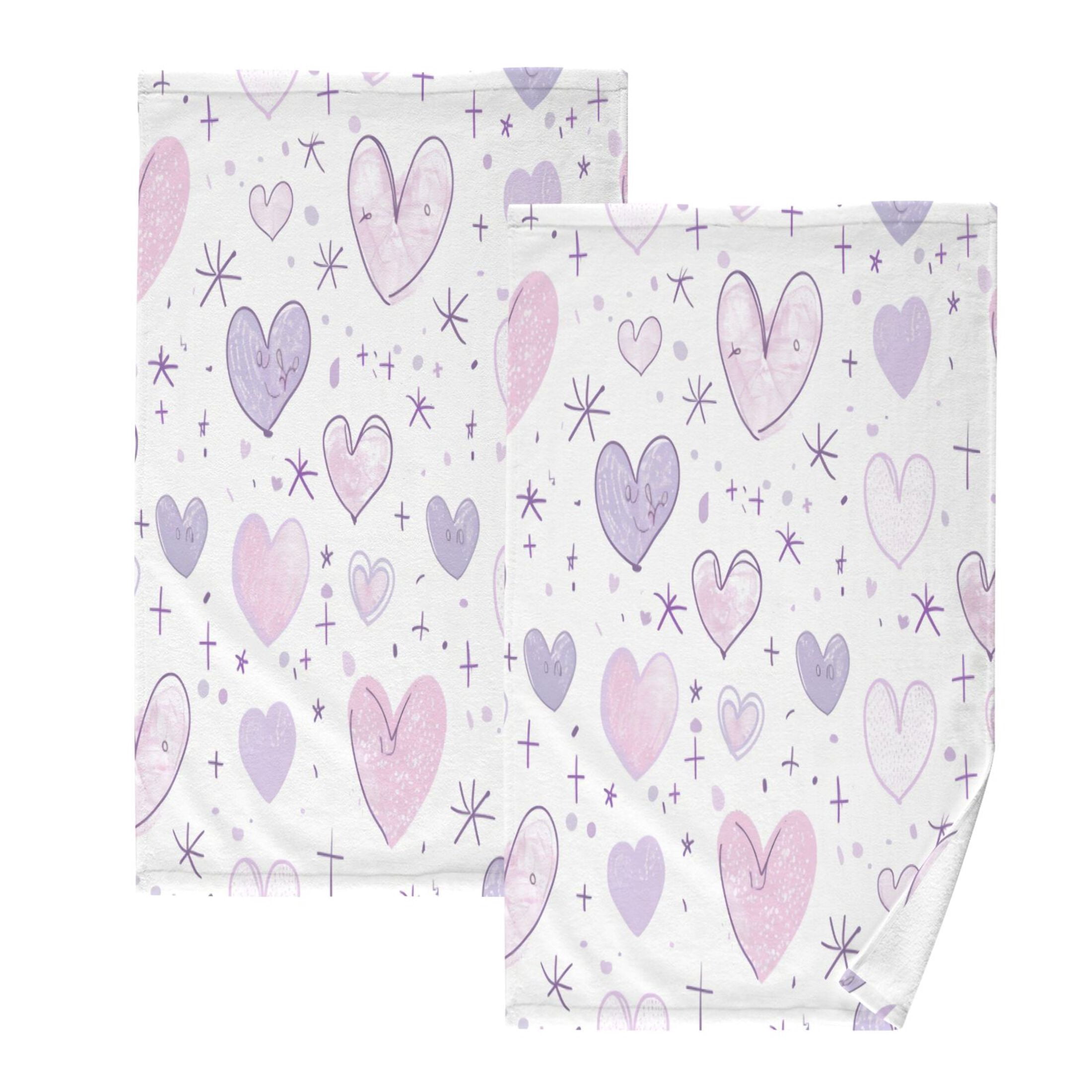 Cotton Towel Two-Piece 16x28 Inch One Sizex2 Face Towel Set Towel Set Cotton Hand Bath Towel Bathroom Beach Purple Heart