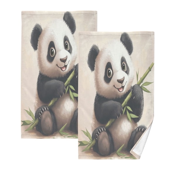 Cotton Towel Two-Piece 16x28 Inch One Sizex2 Face Towel Set Towel Set Cotton Hand Bath Towel Bathroom Beach Smiling Panda