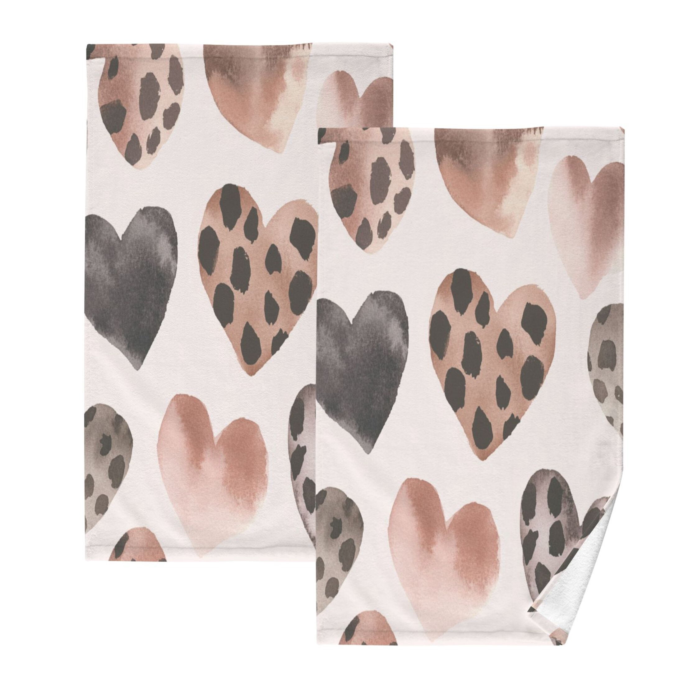 Cotton Towel Two-Piece 16x28 Inch One Sizex2 Face Towel Set Towel Set Cotton Hand Bath Towel Bathroom Beach Super Cute Black Heart