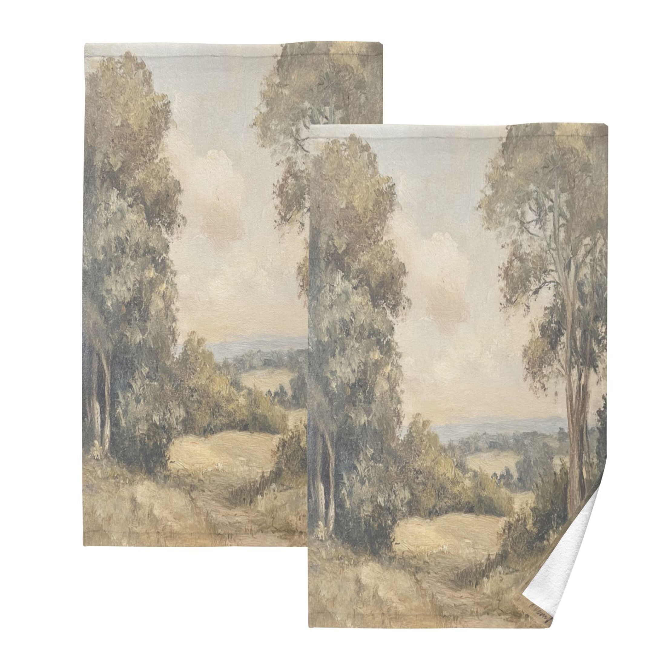 Cotton Towel Two-Piece 16x28 Inch One Sizex2 Face Towel Set Towel Set Cotton Hand Bath Towel Bathroom Beach The Beautiful Grey Forest