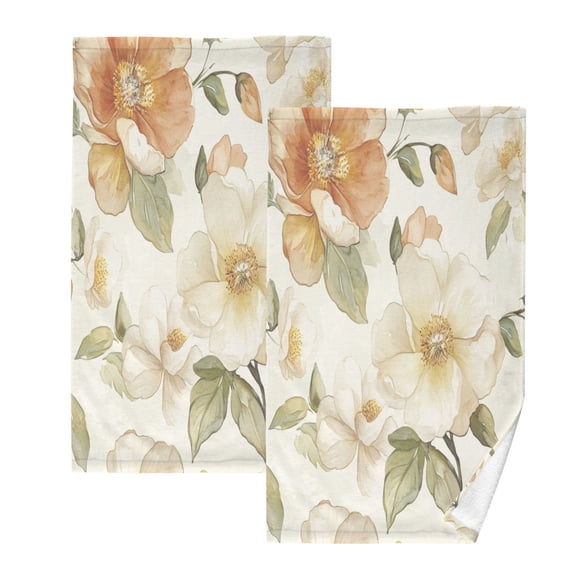 Cotton Towel Two-Piece 16x28 Inch One Sizex2 Face Towel Set Towel Set Cotton Hand Bath Towel Bathroom Beach Vibrant Gold Flowers