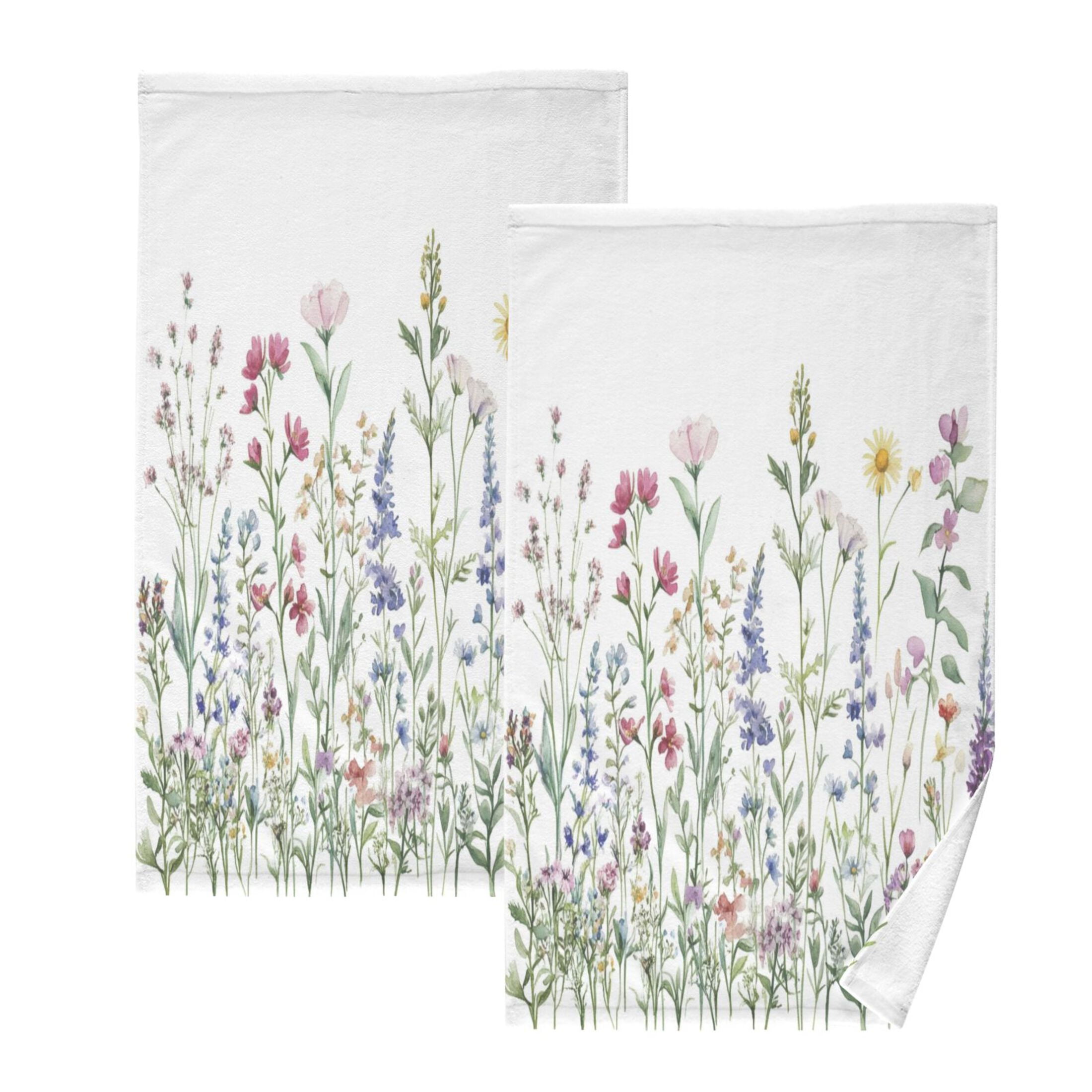 Cotton Towel Two-Piece 16x28 Inch One Sizex2 Face Towel Set Towel Set Cotton Hand Bath Towel Bathroom Beach Watercolor Red Flower