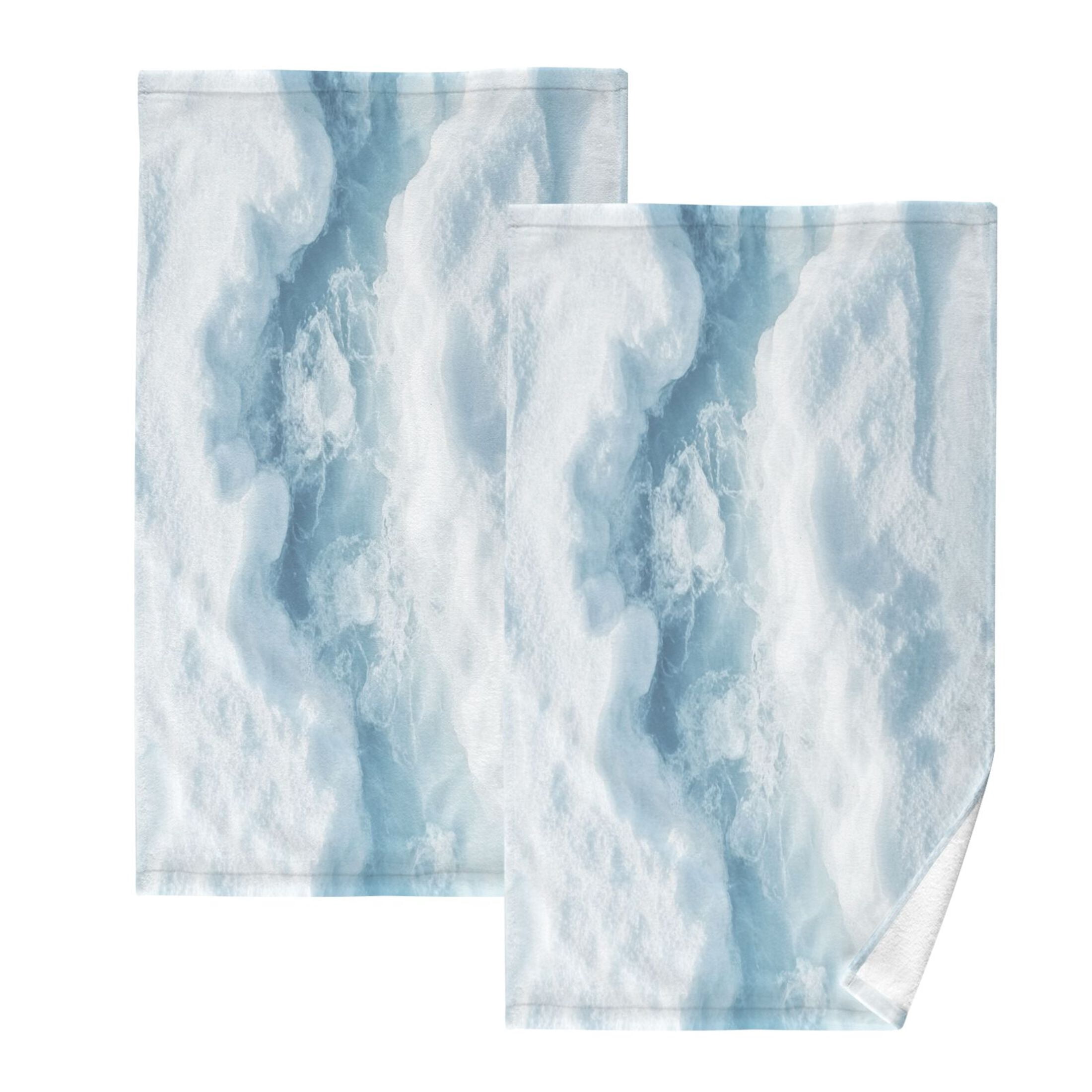 Cotton Towel Two-Piece 16x28 Inch One Sizex2 Face Towel Set Towel Set Cotton Hand Bath Towel Bathroom Beach White Ocean Pattern