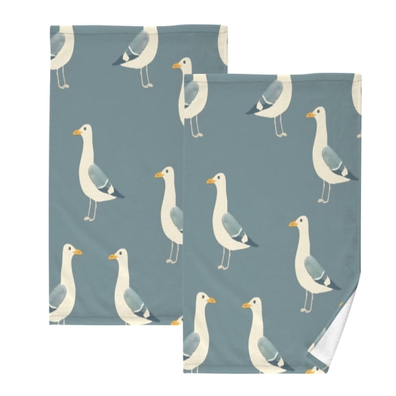 Cotton Towel Two-Piece 16x28 Inch One Sizex2 Face Towel Set Towel Set Cotton Hand Bath Towel Bathroom Beach White Seagull