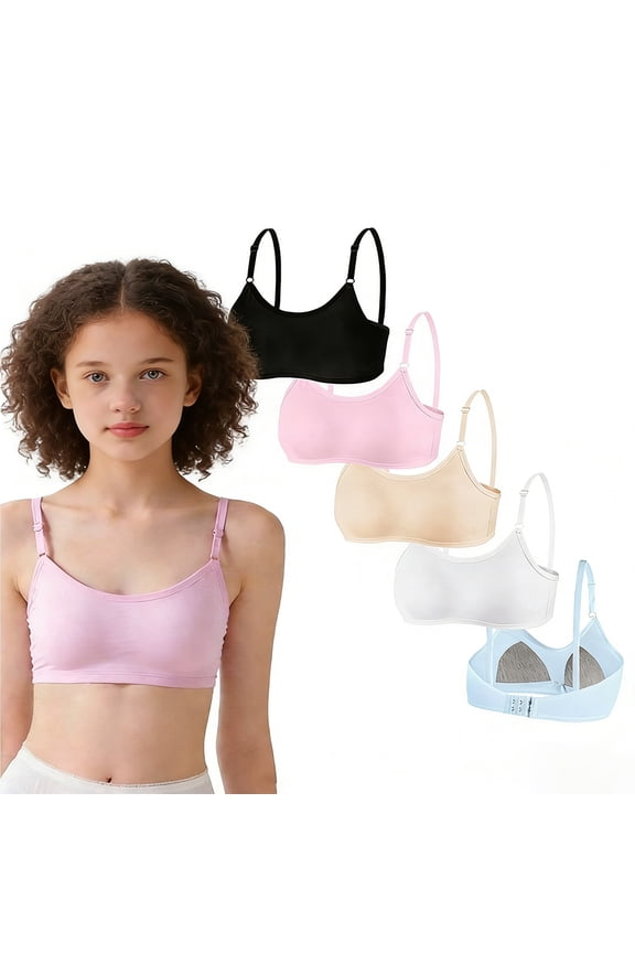 Cotton Training Bra for Big Girls Wireless Lightly Padded Day and Night Teen Bras Adjustable Straps Smooth Comfort Breathable Stretchy Soft First Bras 10-16 Years