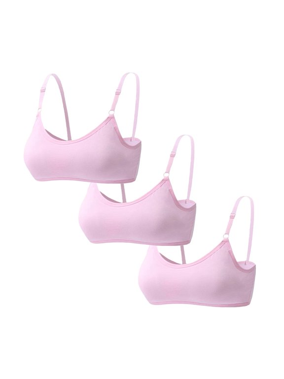 Cotton Training Bra for Big Girls Wireless Lightly Padded Seamless Teen Bras Adjustable Straps Smooth Comfort Breathable Stretchy Soft for Tweens 10-16 Years