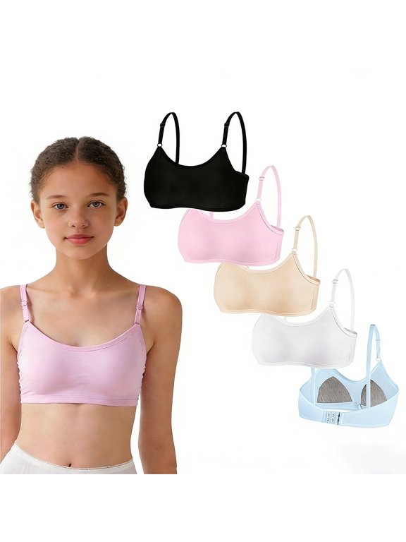 Cotton Training Bra for Big Girls Wireless Lightly Padded Soft Touch Teen Bras Adjustable Straps Smooth Comfort Breathable Stretchy First Bra 10-14 Years