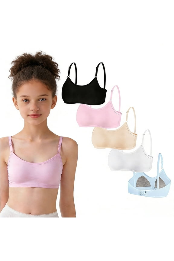 Cotton Training Bra for Teen Girls Wireless Lightly Padded Super Soft Adjustable Straps Smooth Comfort Breathable Stretchy Big Girls Bras for Sensitive Skin 10-16 Years