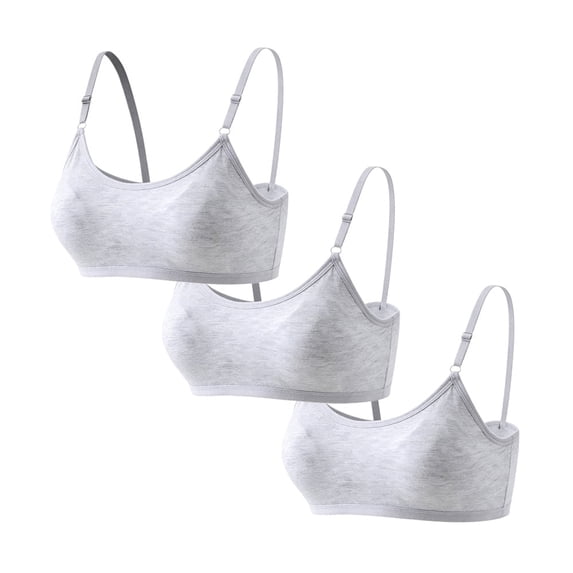 Cotton Training Bras for Big Girls Value Pack Wireless Light Padded Adjustable Straps Back Closure Soft Edge Smooth Comfort Breathable 10-16