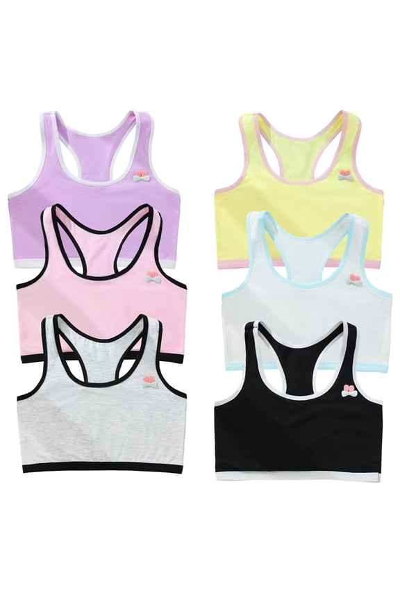 Cotton Training Bras for Big Girls' Yoga Bra, Sports Bra for Teens Comfort Dance Crop Top Breathable Mesh Panels 7-14Y