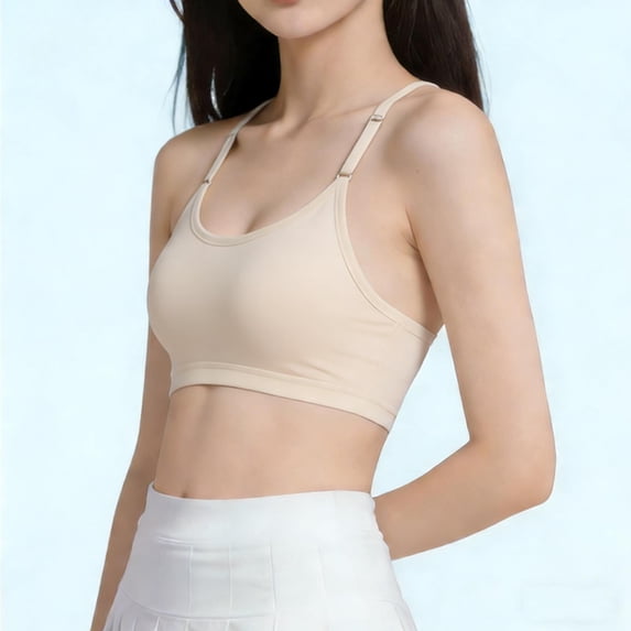 Cotton Training Bras for Girls Teen Girl Sport Bra 10-16 with Fixed Pads Kids Cotton Cami Bras Beige 11 Years