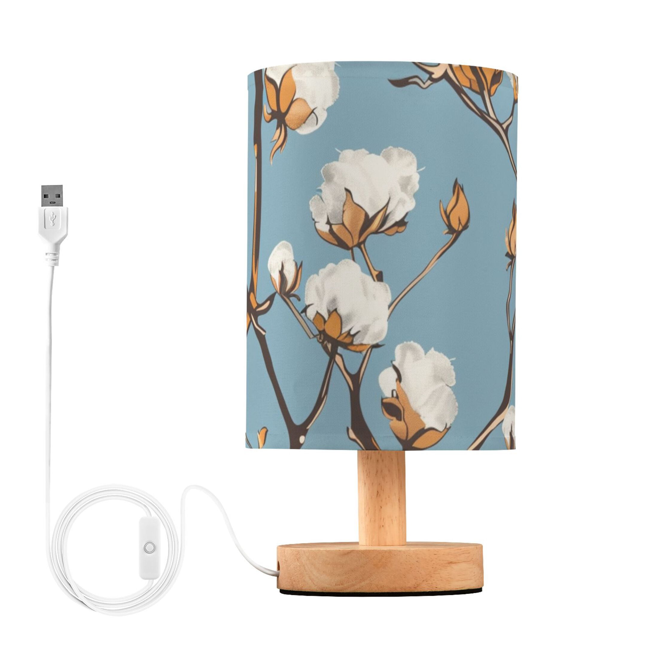 Cotton Tree Oil Painting Table Lamp with USB Port LED Warm Light Lamp Night Light Home Decor