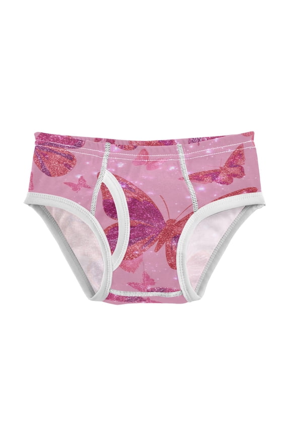 Cotton Triangle Briefs 2T-8Y, Comfortable Breathable Safety Standard Toddler & Little Kids Underwear Glittering Sequin Butterfly