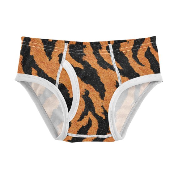Cotton Triangle Briefs 2T-8Y, Comfortable Breathable Safety Standard Toddler & Little Kids Underwear Plush Tiger Stripe Pattern