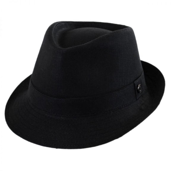 Cotton Trilby Fedora Hat - L - Black