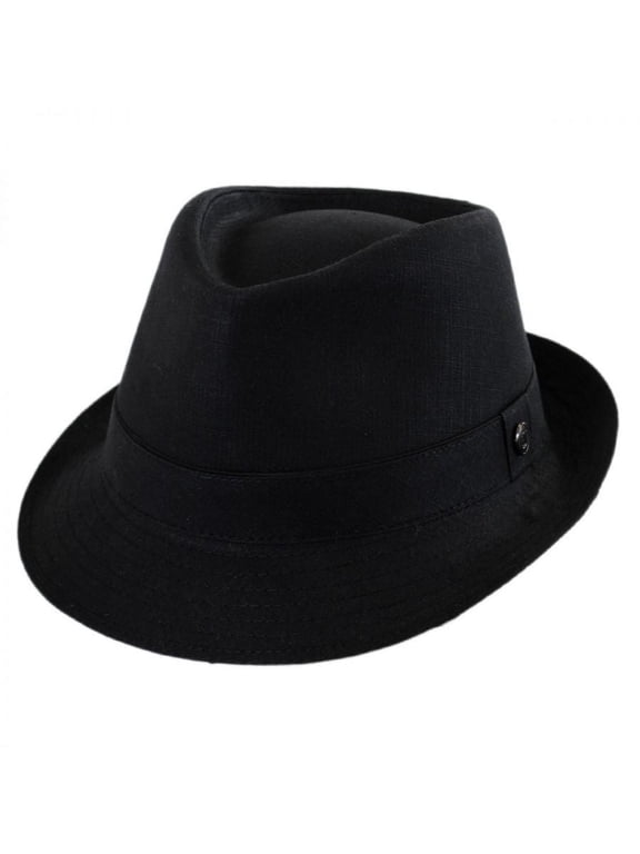 Cotton Trilby Fedora Hat - L - Black
