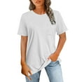 thumbnail image 1 of Cotton Tshirts Womens Short Sleeve Loose Fit Tunic Tops with Chest Pocket Crew Neck Casual Summer Tee Shirts (XL, White), 1 of 4