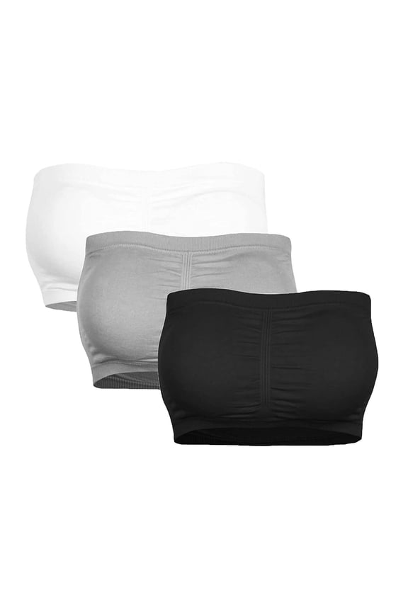 Cotton Tube Top For Women Double Women Plus Size Strapless Bra Bandeau Tube Removable Padded Top Stretchy, Women's Tube Tops XXXL