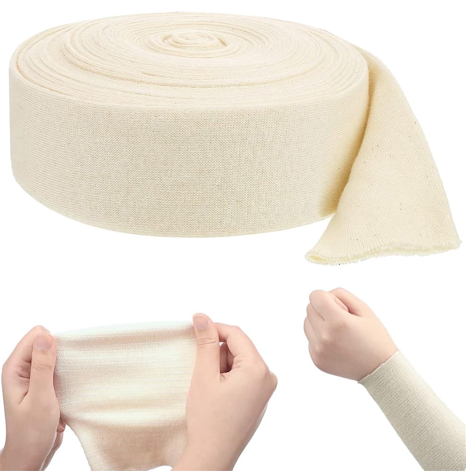 Cotton Tubular Stockinette Gauze Roll,Bexikou Tubular Support Bandage for Arm, Legs, Knees,Thighs,Compression Tube Bandage Roll for Tissue Support 3.15" x 11 yd