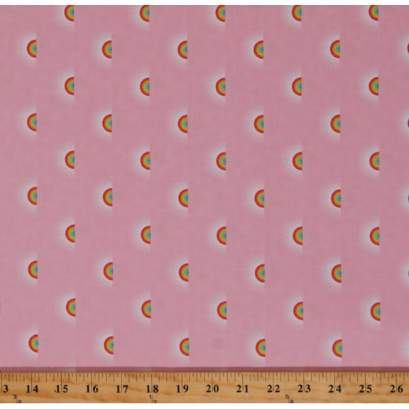 Cotton Tula Pink Daydreamer Collection Sundaze in Guava Rainbows on Pink Cotton Fabric Print by the Yard (PWTP176.GUAVA)